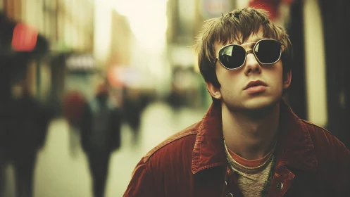 Streetlit daydreamer leans into the blur of a golden city