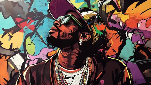 Portrait of streetwear man against dense graffiti background