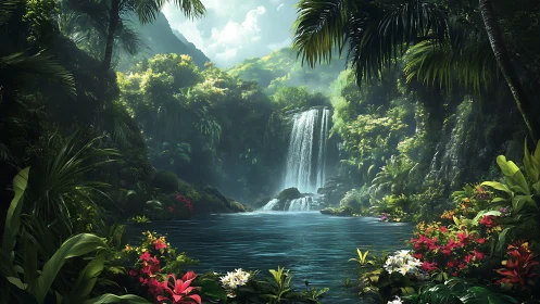 Lush jungle amphitheater cradles a hidden sapphire waterfall