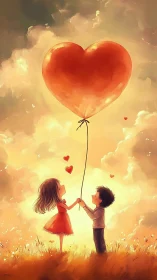 Children Holding Love: A Heartfelt Sky Adventure.