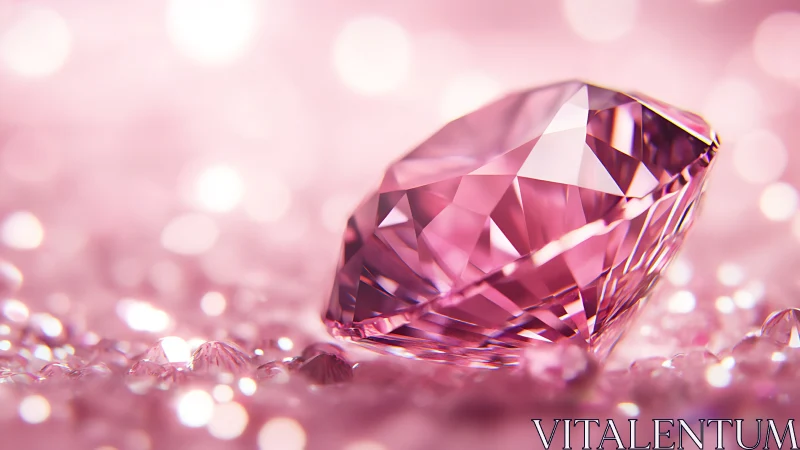 Sparkling pink gemstone resting in a dreamy blush glow.