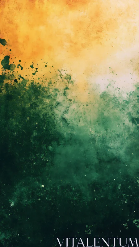 Sun-drenched ochre melts into deep forest green drift.