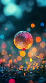 Glowing bubble lantern floats gently above sparkling grass
