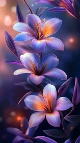 Luminous Iris Blossoms Against Twilight Depths.