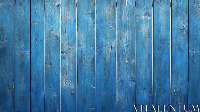 Weathered blue wooden planks form a rustic vertical wall.