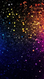 Radial chromatic particle field in dark abstract composition.