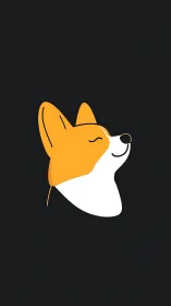 Minimal corgi profile glows peacefully on dark backdrop