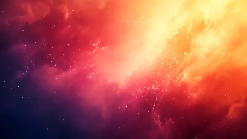 Abstract nebula field with red, orange and yellow gradients.