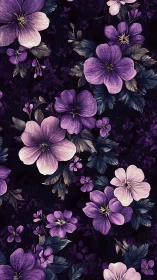 Purple Floral Tapestry: Botanical Pattern Design Study