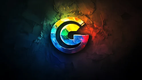 Chromatic G emblem on textured dark gradient canvas.