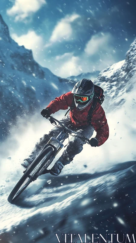 Snow-slicing cyclist carves thunderous lines down icy cliffs