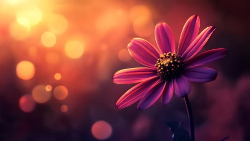 Luminescent Daisy Against Bokeh Gradient: Golden Hour Study.