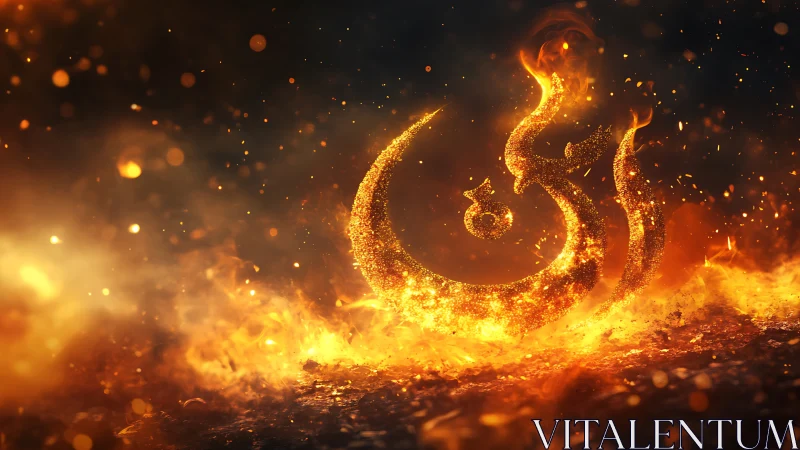 Golden spiral fire formation with particle emission.