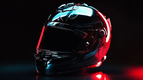 Full-face motorcycle helmet rendered with contrasting lighting