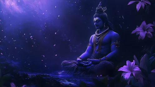 Midnight meditation scene glows with serene spiritual calm