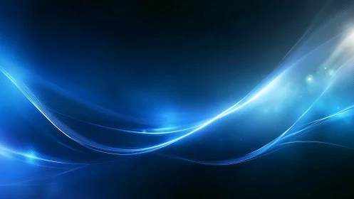 Digital blue light waves in dynamic flowing abstract composition.
