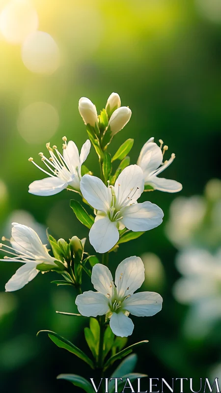 White Flower Cluster in Soft Focus Botanical Composition.