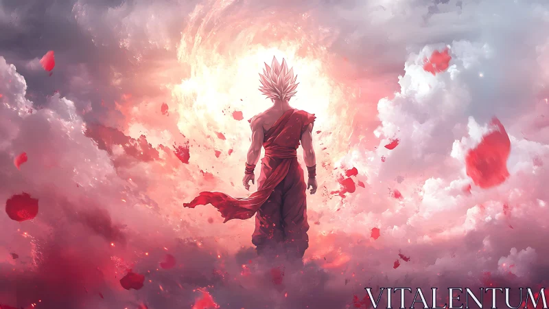 Skyborne warrior strides into the burning cloud gate.