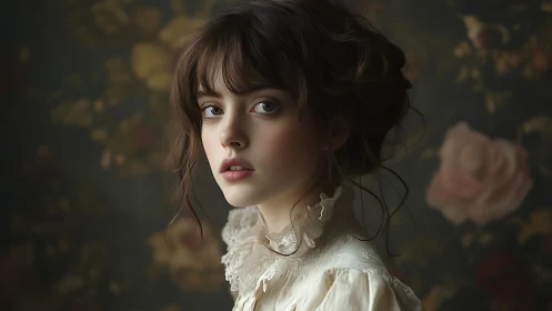 Victorian-inspired digital portrait with soft chiaroscuro lighting