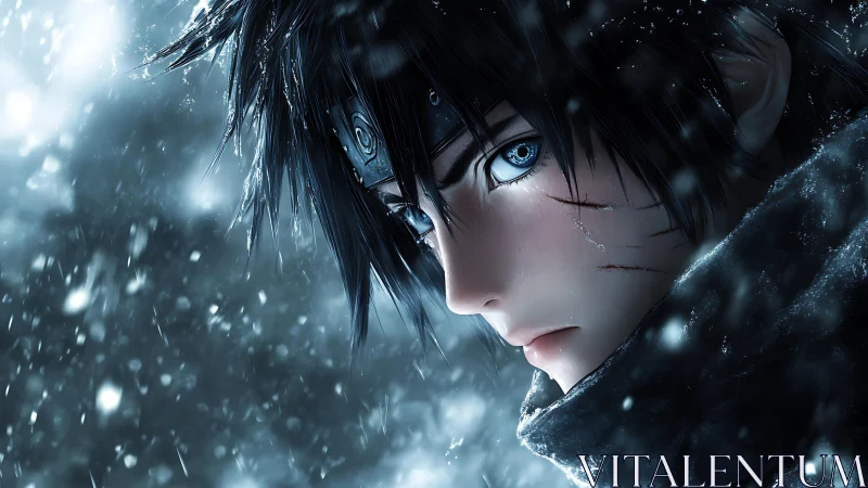Snowlit anime warrior portrait uses dramatic rim lighting
