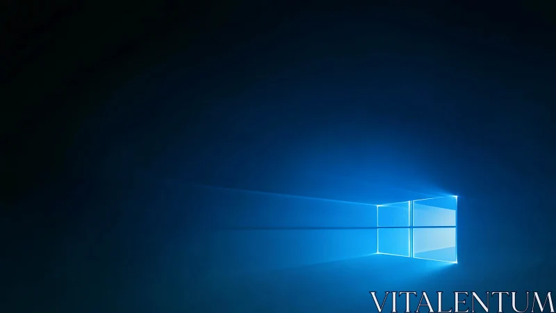 Blue luminous window icon projects linear light beams