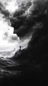 Stormborne silhouette listening to the ocean’s quiet roar.