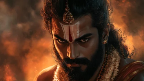 Intense warrior portrait rendered in cinematic digital painting