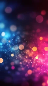 Chromatic bokeh field blends neon gradients with luminous particles