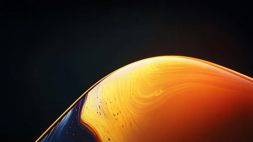 Curved amber surface with liquid swirl reflections glow.