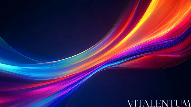 Curved multicolor light streaks cross a dark gradient field