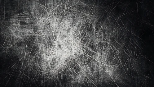 Abstract scratched metal texture with chaotic white lines.