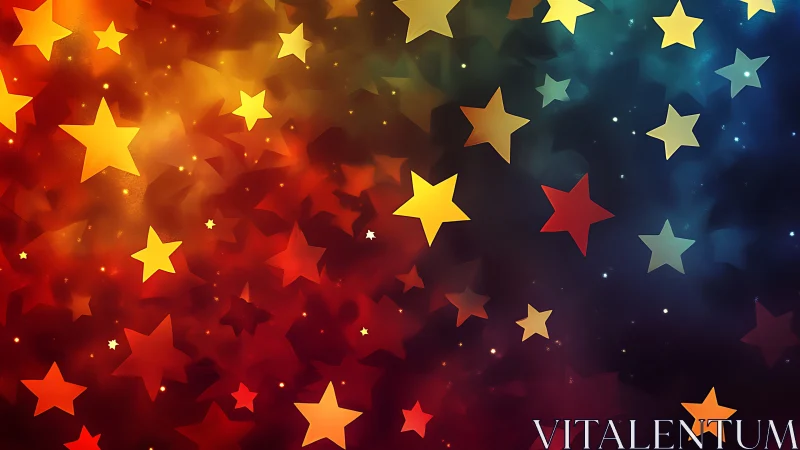 Chromatic starfield gradient with luminous bokeh layers.