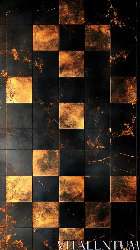 Gilded ember tiles igniting a dark checkerboard dreamscape.