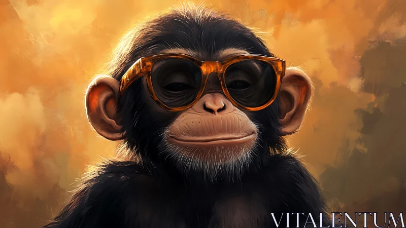 Cool sunset simian leans back into a swaggering golden haze