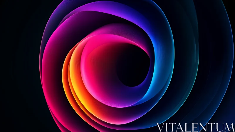 Concentric neon gradients form a toroidal abstract structure with depth