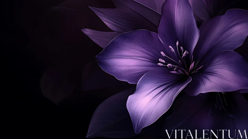 Purple Flower Study Against Dark Background.