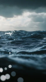 Stormlit ocean swells under brooding evening clouds.
