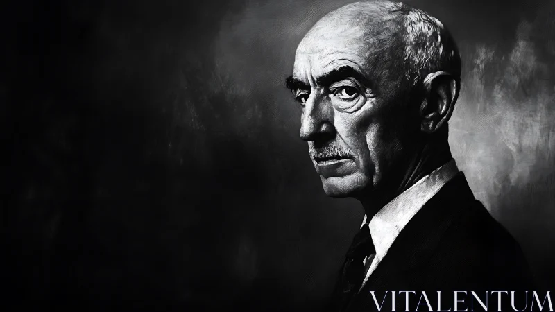 High contrast monochrome portrait isolates elderly man’s profile