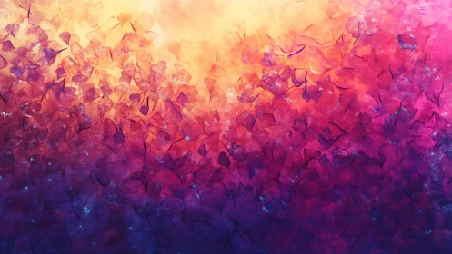 Radiant floral haze cascades through warm sunset hues.