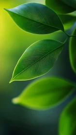 Sunlit green leaves glide like polished emerald sails