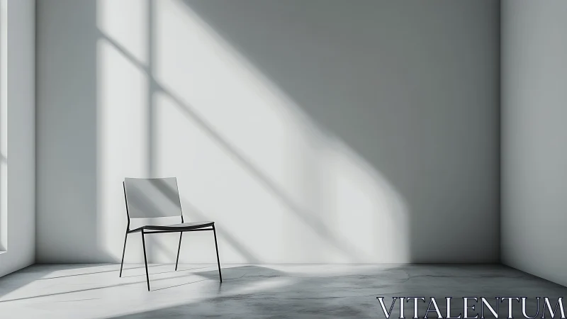 Minimalist chair rests in sunlit corner of quiet room