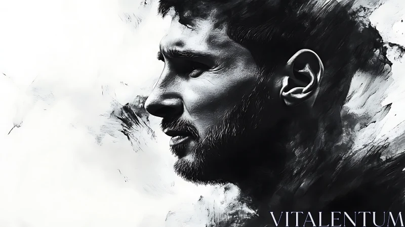 Monochrome side profile portrait in expressive brush strokes.