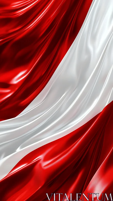 Shimmering red and white silk waves in close-up motion.