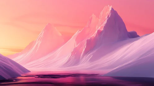 Dreamlit crystalline peaks above neon polar inlet.