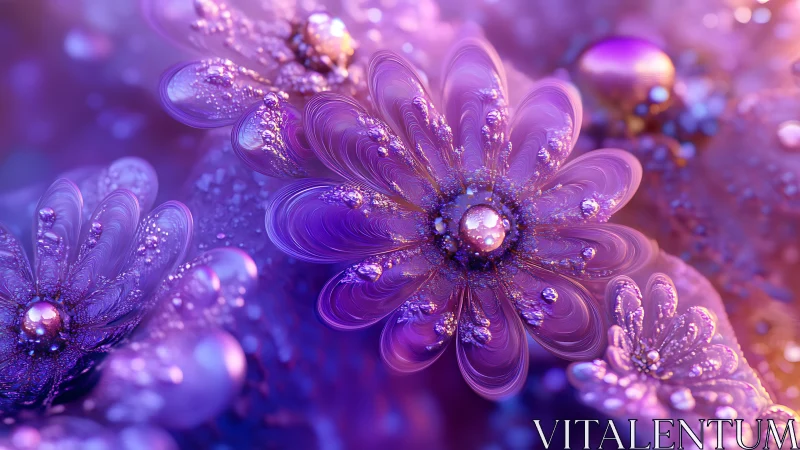 Iridescent fractal blossoms glow within luminous violet haze
