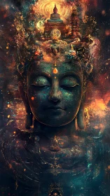 Fractal astral mandala of meditative cosmic Buddha cognition.