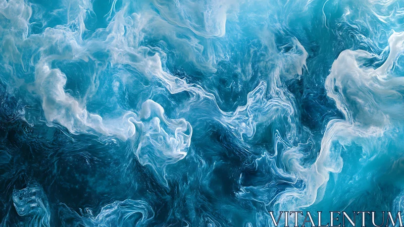 Fluid turquoise abstraction with swirling vapor structures.