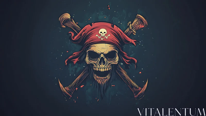 Rogue pirate skull sigil blazing with crossed cutlass fury.