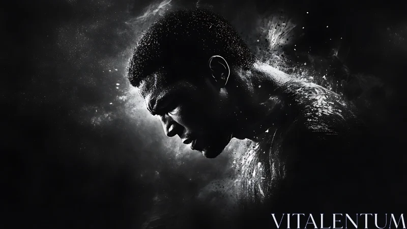 Silent strength in a reflective black and white portrait.