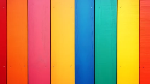 Chromatic wooden planks in vertically aligned spectral bands.